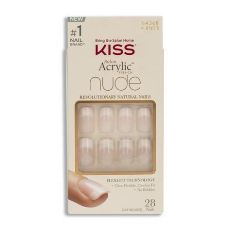 Uñas Postizas Salón Acrylic French nude KISS X 28 Uds Supermaxi
