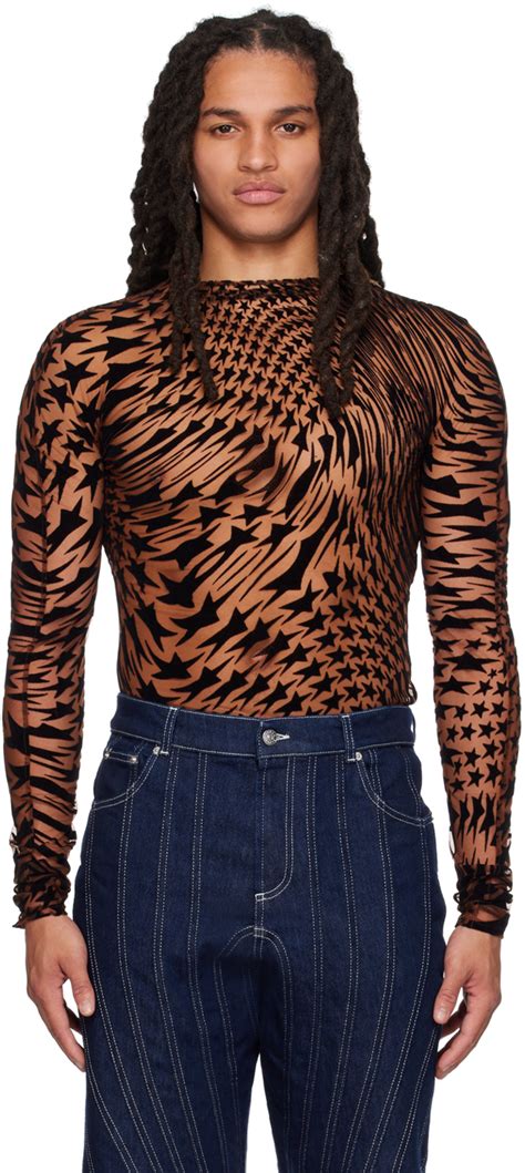 Brown And Black Star Turtleneck By Mugler On Sale