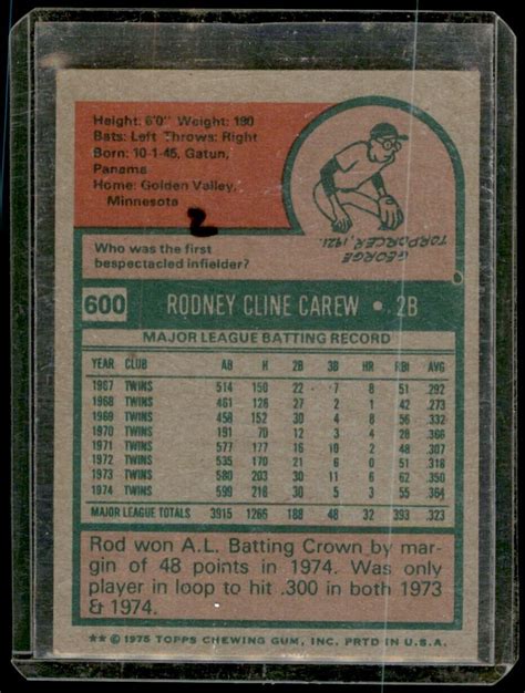 Topps Rod Carew Minnesota Twins Ebay