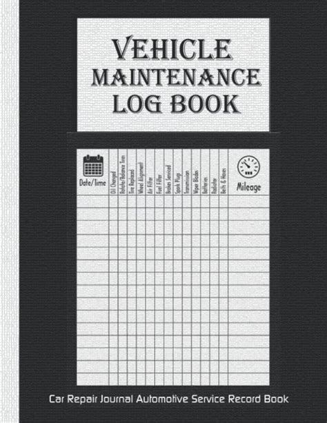 Vehicle Maintenance Log Book Car Repair Journal Automotive Service