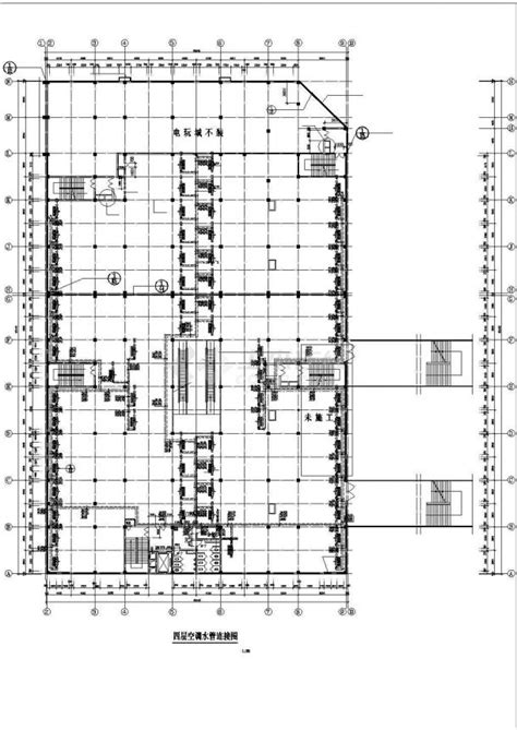 湖北某多层商场建筑空调通风系统设计施工cad图（风冷模块机组）通排风布置图土木在线