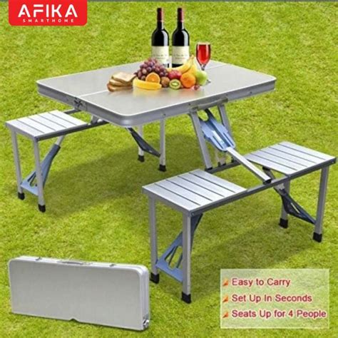 Jual Set Meja Kursi Cafe Outdoor Piknik Taman Lipat Portable Aluminium