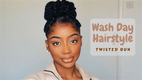 Easy Wash Day Hairstyle Twisted Bun Natural 4a 4b Hair Shornell