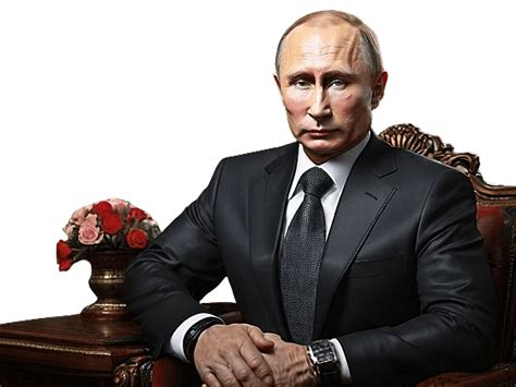 Portrait Of Vladimir Putin Sitting At His Desk Transparent Png Stickpng