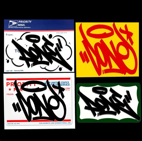 colorful graffiti stickers collection
