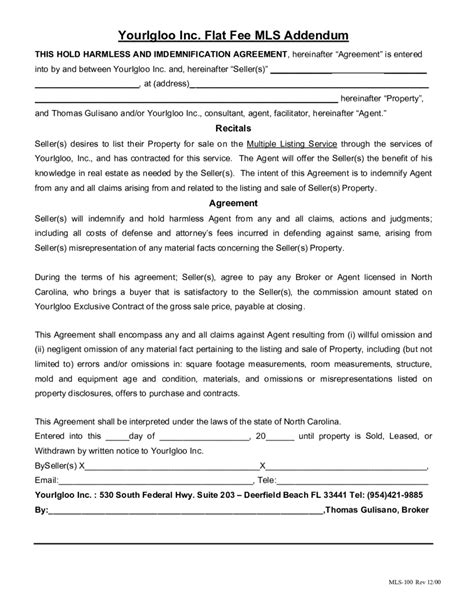 Free Hold Harmless Agreement Real Estate Edit Fill Sign Online