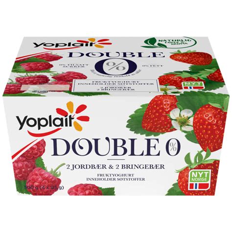 Yoplait Double - Jordbær&Bringebær 4x125g | Meny.no