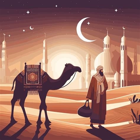 Premium Vector Arabian Desert Landscape Vector Illustration