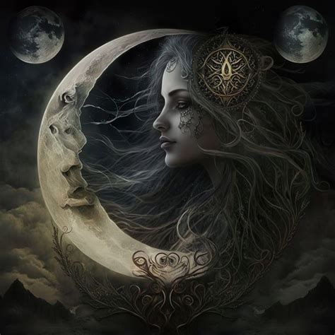 Wiccan Moon Goddess Etsy Arte Lunare Triquetra Dea Della Luna