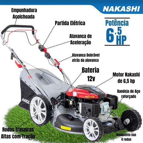 Cortador De Grama Nakashi LR225 TE À Gasolina 6 5HP 196cc 4T