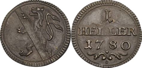 Bamberg, Erzbistum 1 Heller 1780 Kursmünze (1772-1786) ss-vz, Kratzer ...