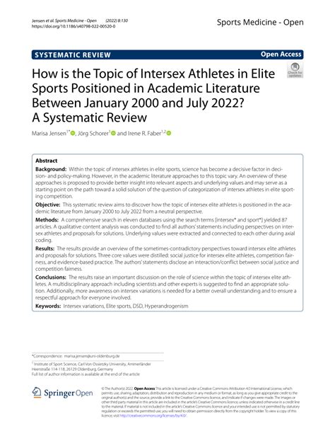 Pdf How Is The Topic Of Intersex Athletes In Elite Sports Positioned