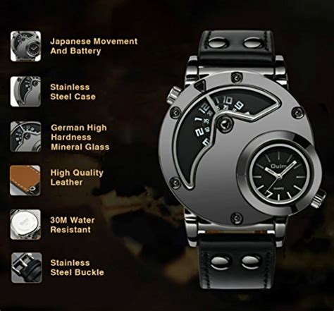 Mens Large Face Dual Time Military Tough Watches Men Fashion Design