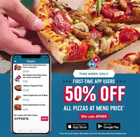 Dominos Pizza Canada Special Offer Save 50 Off All Pizzas Using App