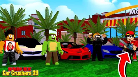 ROBLOX CAR CRUSHERS 2 CRUSHING MY FRIENDS CARS YouTube