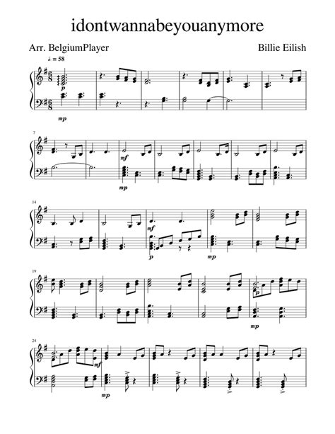 Idontwannabeyouanymore Billie Eilish Piano Sheet Music For Piano