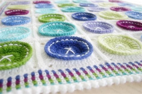 Felted Button Colorful Crochet Patterns Bright As A Button Blanket