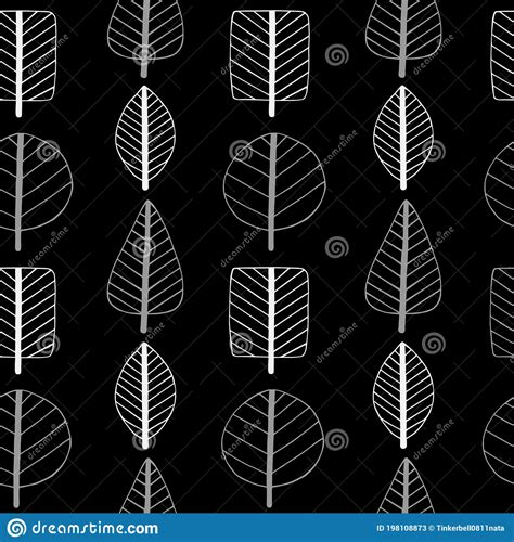 Simple Doodle Leaves Seamless Pattern Vector Stylized Leaves In