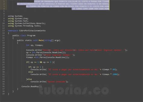 Sentencia If Else VisualStudio C Cobro Por Estacionamiento