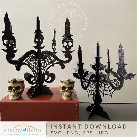 3D Halloween Candelabra, Skull Candelabra Decoration, Bat Candelabra ...