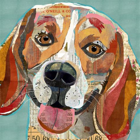 Colorful Beagle Dog Collage Art Vintage and Rustic Style Dog | Etsy