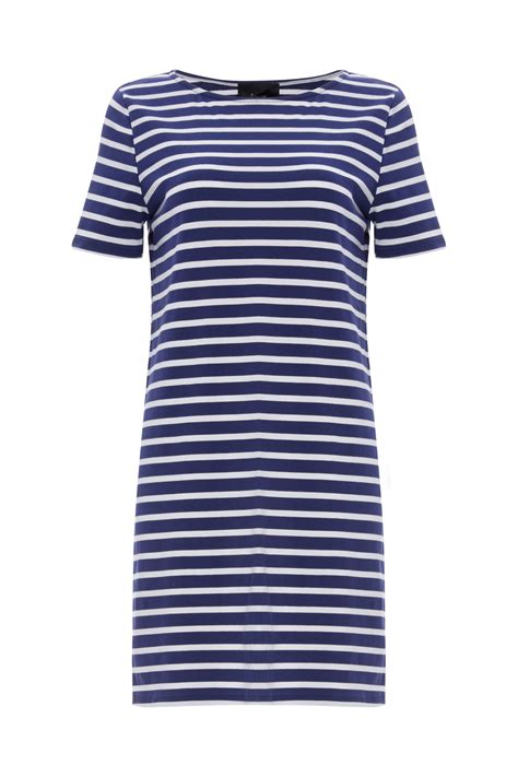 Striped Tee Knit Dress In Navy White DAILYLOOK