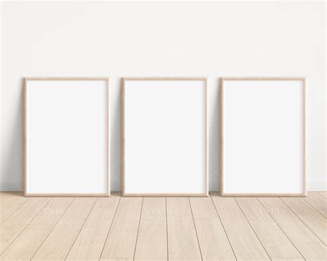 Wood Frame Mockup Set Of A Minimalist Wood Framed Art Etsy