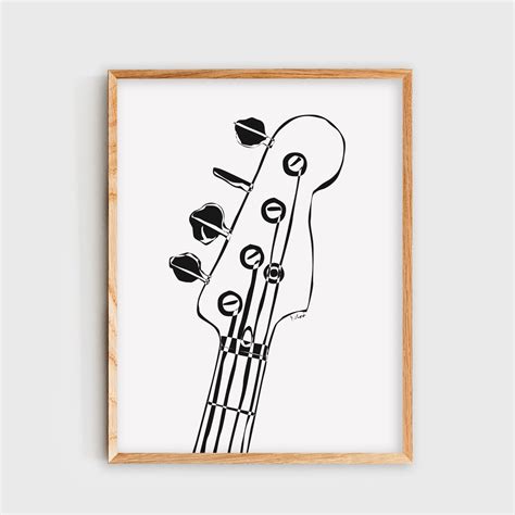 Set Of 3 Bass Guitar Wall Art Guitar Poster Minimalist Black Etsy