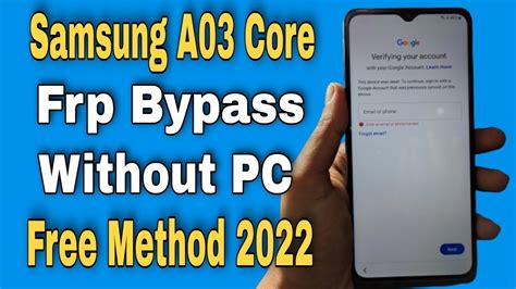 Samsung A Core Frp Bypass Without Pc Android Samsung A Core