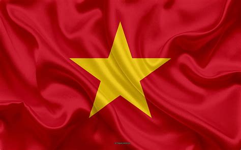 Flag Of Vietnam Silk Texture Red Flag Vietnam Asia National Symbols