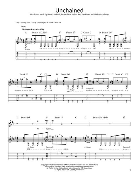 Unchained By Van Halen Sheet Music For School Of Rock Guitar Tab At