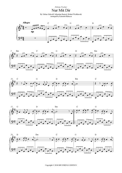 Nur Mit Dir Arr Kaiserin Rebecca By Helene Fischer Sheet Music For