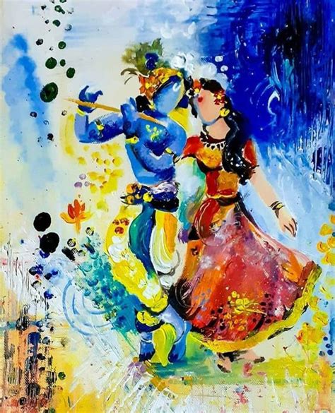 Radha Krishna Musical Harmony Handpainted Painting