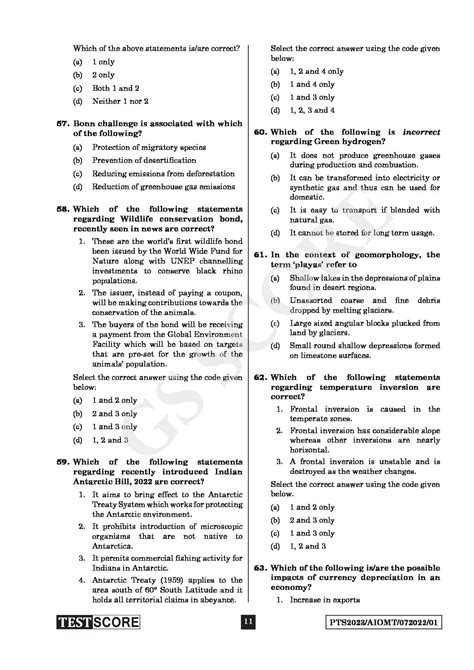 Gs Score 2023 All India Open Mock Test 1 All India Open Mock Test