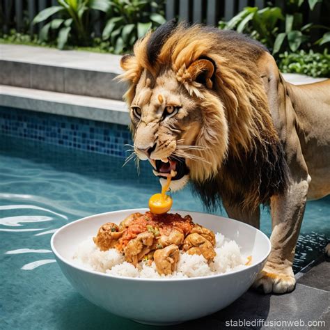 Lion Eating In Singapore Stable Diffusion Online