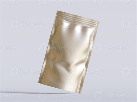 Blank Aluminium Foil Plastic Pouch Bag Sachet Packaging Mockup Isolated