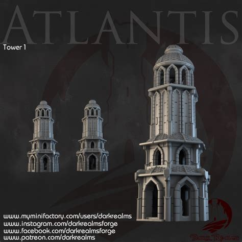 D Printable Dark Realms Atlantis Tower By Dark Realms Forge