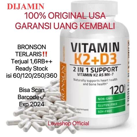 Jual Bronson Vitamin K2 D3 5000iu Original 120 Capsule Shopee Indonesia