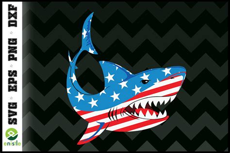 Shark American Flag Th Of July Jawsome Graphic By Enistle Creative