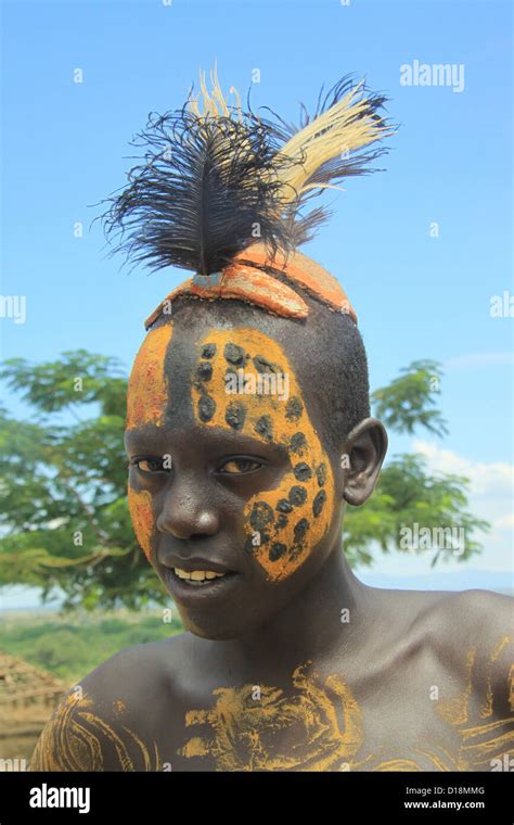 Africa Ethiopia Omo Valley Konso Tribe Man In Front Of His Thatch