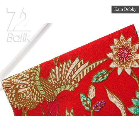 Merah Dobby Premium Batik Fabric With Red Cendrawasih Bird Motif