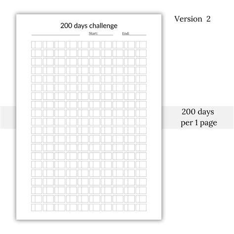 200 Days Challenge Tracker Printables, Habit Tracker, Habit Tracker