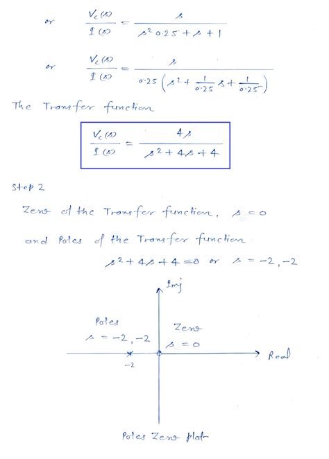 Solved B Determine Step 1 The Transfer Function V S I S Step 2