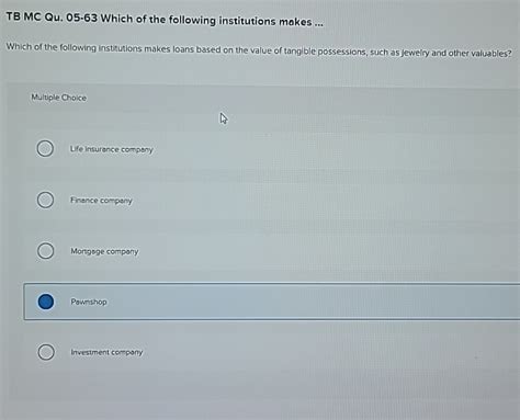 Solved Tb Mc Qu Which Of The Following Institutions Chegg