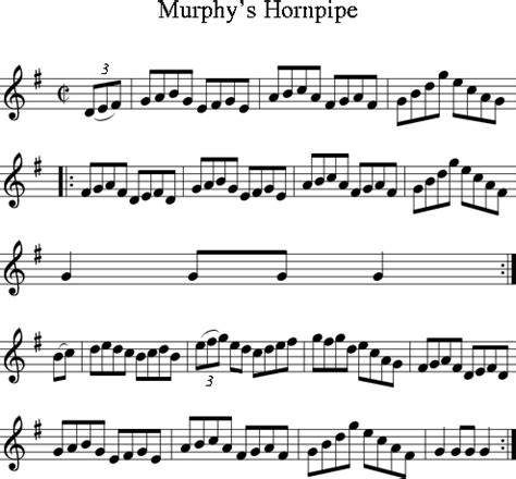 Murphy S Hornpipe Irish Folk Song Ireland For Treble Clef