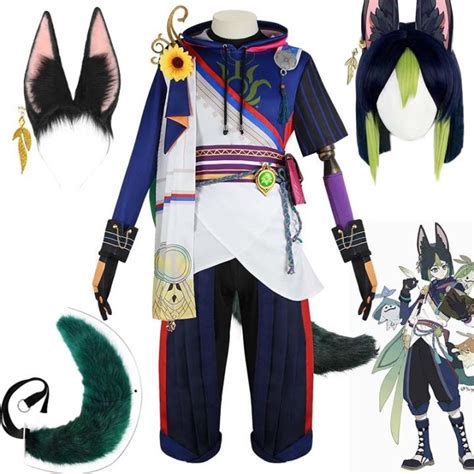 Tighnari Cosplay Genshin Impact Kost M Halloween Karneval Outfits Ears