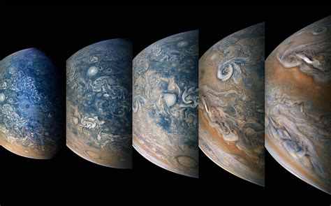 Striking atmospheric features in Jupiter’s northern hemisphere are captured in this series of ...