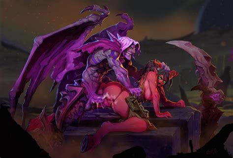 Demon Hunter And Eredar By Cronart Hentai Foundry