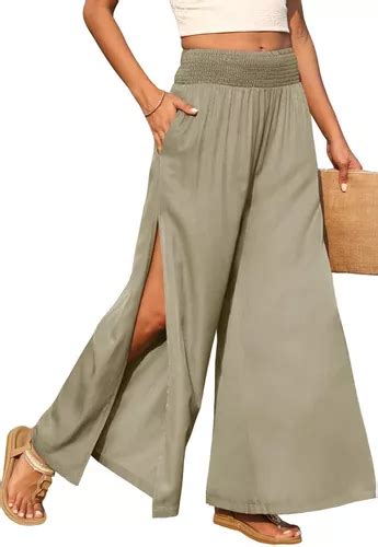 Pantalones Palazzo Largos De Cintura Alta Boho Fluidos Cuotas Sin Inter S