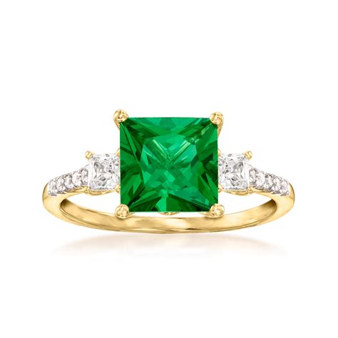 Ross Simons Simulated Emerald And 38 Ct Tw Cz Ring In 18kt Gold